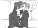  comic eroe genderswap genderswap_(mtf) greyscale hasumi_souji_(eroe) kiss monochrome original school_uniform short_hair translated 