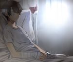  aldnoah.zero bad_id bad_pixiv_id bandaged_arm bandages bed brown_eyes brown_hair curtains daenarys hospital_bed hospital_gown intravenous_drip kaizuka_inaho lying male_focus solo spoilers 