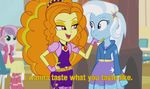  adagio_dazzle_(eg) caress edit equestria_girls female human lesbian mammal my_little_pony smile suggestive sweetie_belle_(eg) text trixie_(eg) 