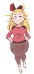  blue_eyes blush_stickers bow bravely_default:_flying_fairy bravely_default_(series) breasts casual curvy edea_lee full_body hair_bow hands_on_hips inkerton-kun long_hair medium_breasts smile solo sweater thigh_gap wide_hips 