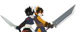  ash_harden black_fur black_hair bustersword canine cloud cosplay duo eye fox fur gunblade hair hybrid invalid_color male mammal nanabi_ashiro orange_fur remonpie skunk squall 