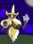  2014 aegislash beckoning big_breasts blush breast_squish breasts crockwad dripping eyelashes female grass huge_breasts huge_nipples lactating moonlight night nintendo nipples pok&eacute;mon pussy sword video_games weapon 