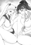  asahina_hikage bishoujo_senshi_sailor_moon breasts cameltoe choker double_bun elbow_gloves gloves greyscale hair_ornament highres holding_hands huge_breasts interlocked_fingers kino_makoto large_breasts long_hair magical_girl monochrome multiple_girls panties ponytail sailor_collar sailor_jupiter sailor_moon sailor_senshi_uniform scan skirt skirt_lift spread_legs sweat tribadism tsukino_usagi twintails underwear wedgie yuri 