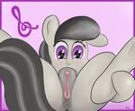  abstract_background anus black_hair blush clitoris cutie_mark equine female friendship_is_magic fur grey_fur hair hi_res hooves horse long_hair looking_at_viewer mammal my_little_pony octavia_(mlp) pony presenting purple_eyes pussy runnerman360 sitting solo spread_legs spreading 