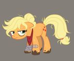  2014 applejack_(mlp) band-aid bandage blonde_hair cutie_mark dennybutt english_text equine female freckles friendship_is_magic green_eyes hair horse mammal messy_hair mud my_little_pony pony scarf solo standing sweat text 