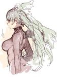  back bad_id bad_pixiv_id breasts c.cu feathered_wings final_fantasy final_fantasy_tactics head_wings impossible_clothes impossible_leotard large_breasts leotard long_hair long_sleeves lowres profile red_eyes silver_hair solo ultima_(fft) white_wings wings 