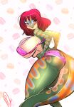  2016 african_viper anthro big_breasts biped blush breasts clothed clothing female hair hi_res huge_breasts ituri_kabunda_(centauress17) looking_back luvon nipple_outline pink_clothing pink_underwear red_hair reptile rhinoceros_viper scalie skimpy smile snake solo underwear underwear_only viper 