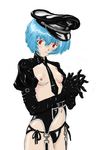  1girl artist_request ayanami_rei bdsm covers gainax garter_belt gloves latex latex_gloves leather neon_genesis_evangelion nipple nipples panties thighhighs underwear 