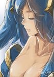  bare_shoulders blue_hair breasts closed_eyes large_breasts league_of_legends long_hair pandea_work solo sona_buvelle twintails upper_body 
