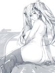  ass breasts huge_breasts league_of_legends long_hair monochrome pandea_work pasties solo sona_buvelle thighhighs twintails 