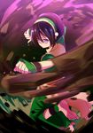  anklet avatar:_the_last_airbender avatar_(series) barefoot black_hair caibao capri_pants chinese_clothes element_bending feet hairband highres jewelry pants purple_eyes soles toph_bei_fong 
