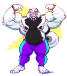 anthro armpit_hair bulge clothed clothing colored_sketch flexing looking_at_viewer male mammal musclegut muscular muscular_male nipple_piercing nipples piercing red_panda siriusdog smile solo standing topless 