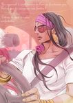  bandana cigarette dark_skin dark_skinned_male driving french hair_down headband jojo_no_kimyou_na_bouken keita_miso long_hair male_focus mohammed_avdol ponytail seatbelt shirt solo steering_wheel sunglasses t-shirt 