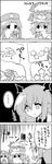  1girl 4koma :d bat_wings batarang comic commentary cookie_cutter empty_eyes greyscale hat highres holding hong_meiling koakuma long_hair mob_cap monochrome open_mouth remilia_scarlet shaded_face short_hair shoujo_kitou-chuu smile sweatdrop tani_takeshi touhou translated v-shaped_eyebrows wings yukkuri_shiteitte_ne 