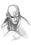  bad_id bad_twitter_id bald character_name eyepatch face frown graphite_(medium) greyscale highres male_focus monochrome no_pupils nose sagat solo street_fighter traditional_media yoshihara_motoki 