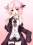  bad_id bad_pixiv_id black_legwear blush borrowed_character casual coat food heterochromia holding looking_at_viewer original ouka_september pink_hair pleated_skirt popsicle short_hair skirt solo thighhighs tongue tongue_out tsukikage_nemu zettai_ryouiki 