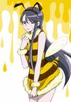  alternate_costume animal_costume bee bee_costume blush bug cowboy_shot dress eyelashes hair_ornament hairband heartcatch_precure! insect long_hair looking_at_viewer precure purple_eyes purple_hair shirt_pull sidelocks solo standing sweatdrop tsukikage_oyama tsukikage_yuri wrist_cuffs 