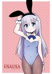  animal_ears blue_eyes blue_hair bow bowtie bunny_ears bunnysuit detached_collar flat_chest gochuumon_wa_usagi_desu_ka? hair_ornament hairclip kafuu_chino kuromitu_(kageneko) long_hair pantyhose wrist_cuffs x_hair_ornament 