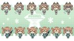  &gt;_&lt; :&lt; :d :x blue_eyes brown_hair chibi closed_eyes hair_ornament hairclip highres holding looking_at_viewer milkpanda multiple_girls open_mouth patty_(pso2) phantasy_star phantasy_star_online_2 shaded_face smile sword tears tiea twintails wavy_mouth weapon xd 