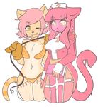 2014 alpha_channel black_nose breasts clothed clothing feline female hair looking_at_viewer mammal one_eye_closed pink_hair plain_background transparent_background zyira 