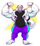  anthro armpit_hair bulge clothed clothing colored_sketch flexing looking_at_viewer male mammal musclegut muscular muscular_male nipple_piercing nipples piercing red_panda siriusdog smile solo standing topless 
