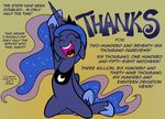  2014 absurd_res english_text equine female feral friendship_is_magic happy hi_res horn horse mammal my_little_pony princess_luna_(mlp) redapropos smile solo text winged_unicorn wings 