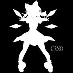  bow character_name cirno greyscale hair_bow highres kitazinger monochrome short_hair silhouette simple_background solo touhou wings 