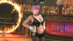  1girl 3d ayane_(doa) bow bowtie breasts dead_or_alive dead_or_alive_5 hands_on_hips large_breasts purple_hair red_eyes tecmo tiger 