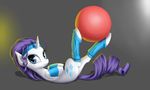  2014 ball blue_eyes cutie_mark equine female friendship_is_magic fur hair hi_res horn leggings legwear looking_at_viewer lying mammal my_little_pony on_back purple_hair rarity_(mlp) solo sweatband unicorn white_fur zig-word 