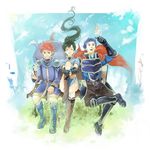  1girl 2boys blue_hair eliwood eliwood_(fire_emblem) eyes_closed fire_emblem fire_emblem:_rekka_no_ken green_hair hector hector_(fire_emblem) long_hair lowres lyndis_(fire_emblem) multiple_boys nintendo 