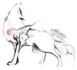  howling mel/a no_humans ookami_(game) signature solo wolf 