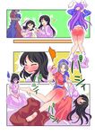  ass bare_legs blush clothes_removed commentary_request highres hime_cut houraisan_kaguya inaba_tewi long_hair multiple_girls otogawa reisen_udongein_inaba spanked spanking tears touhou translation_request trembling yagokoro_eirin 