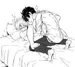  aldnoah.zero anal bed blush closed_eyes greyscale kaizuka_inaho kurogoma_(monkey88) male_focus monochrome multiple_boys sex slaine_troyard yaoi 