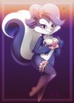  &lt;3 2014 abstract_background anthro big_tail blush bow breasts envelope female fifi_la_fume garter looking_at_viewer mammal nancher nude skunk solo tiny_toon_adventures tiny_toons warner_brothers 