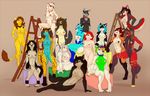  2014 anthro breasts canine cheetah dog feline female gorsh_dolderan group husky lion looking_at_viewer mammal nipples nude pussy tai_lung_(artist) wolf 