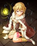  :p brown_hair double_bun gloves high_wizard high_wizard_kathryne highres holding katheryne_keyron keyron kurohachiboku looking_at_viewer purple_eyes ragnarok_online sitting smile solo tongue tongue_out wand 