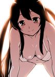  bare_shoulders bikini black_hair blush_stickers breasts captain_earth cleavage dark_skin large_breasts long_hair looking_at_viewer monochrome mutou_hana smile solo swimsuit two_side_up ueyama_michirou 