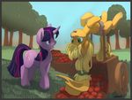  2014 applejack_(mlp) earth_pony equine female feral friendship_is_magic horn horse mammal my_little_pony noben pony twilight_sparkle_(mlp) unicorn 