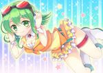  bad_id bad_pixiv_id breasts cleavage frilled_skirt frills goggles goggles_on_head green_eyes green_hair gumi hands_on_headphones harimoji headset looking_at_viewer medium_breasts short_hair skirt smile solo vocaloid 