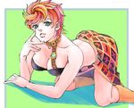  bad_id bad_pixiv_id breasts cleavage green_eyes jojo_no_kimyou_na_bouken large_breasts ni_no_se pink_hair short_hair solo trish_una 