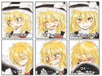  :d ^_^ blonde_hair blush braid closed_eyes comic commentary crying hat hat_removed headwear_removed kirisame_marisa nose_blush open_mouth papiko_(papiko8901) sad single_braid smile solo tears touhou translated turtleneck upper_body witch_hat yellow_eyes 