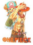  abs backpack bag belt copyright_name freckles hand_on_hat hand_on_headwear hat one_piece portgas_d_ace tony_tony_chopper topless 