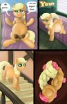  apple_bloom_(mlp) applejack_(mlp) babs_seed_(mlp) cub cutie_mark dialog earth_pony english_text equine eyes_closed female feral friendship_is_magic group hair horse linea_nigra lying mammal my_little_pony on_back pony pussy sleeping smudge_proof teats text unbirthing young 