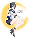  back_bow bishoujo_senshi_sailor_moon black_hair blue_eyes blue_skirt bow character_name cosplay elbow_gloves engrish gloves idolmaster idolmaster_(classic) kikuchi_makoto looking_at_viewer magical_girl mizu_(kinimmm) ranguage sailor_senshi_costume sailor_senshi_uniform short_hair skirt solo white_background white_gloves 