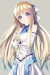  :&lt; bad_id bad_pixiv_id blonde_hair blue_eyes bow elbow_gloves gloves hair_bow hair_ribbon kasappi long_hair looking_at_viewer ribbon rokujouma_no_shinryakusha!? solo theiamillis_gre_fortorthe white_gloves 