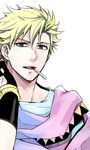  bad_id bad_pixiv_id blonde_hair caesar_anthonio_zeppeli cigarette facial_mark ichito_(yuhita) jojo_no_kimyou_na_bouken male_focus scarf solo 