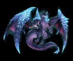  3d bahamut black_background claws dragon final_fantasy final_fantasy_explorers glowing glowing_eyes monster official_art spikes square_enix tail wings 