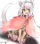  animal_ears highres mono_(nekogoya) open_mouth original short_hair smile solo tail yellow_eyes 