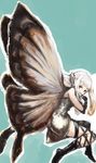  1girl aerie_(bravely_default) black_eyes bravely_default:_flying_fairy butterfly_wings fairy female grin kogemeshi long_hair minigirl pointy_ears smile solo white_hair wings 