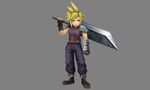  1boy 3d cloud_strife final_fantasy final_fantasy_explorers final_fantasy_vii full_body official_art solo square_enix standing sword weapon 